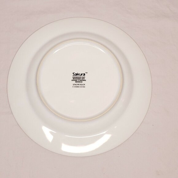 Sakura Snowman Stoneware 8.5 in Plates By Debbie Mumm Set Of 2 Dishwasher Safe - Picture 5 of 6